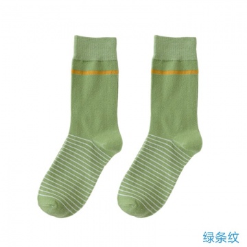 秋冬小清新绿条纹袜
